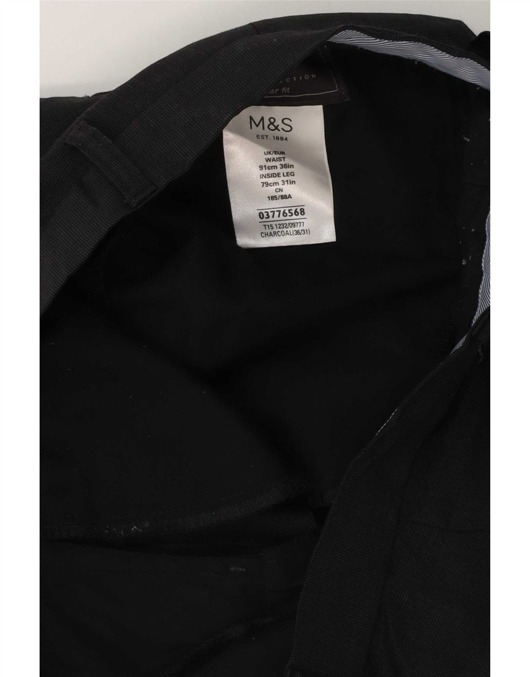 Marks & Spencer Herre Regular Fit Suit Bukser W36 L31 Grå uld