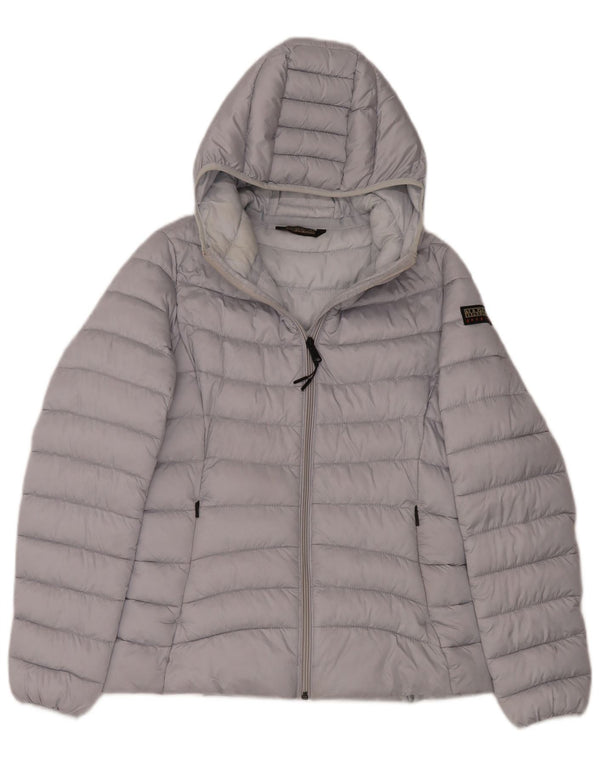 Napapijri Womens Geographic Polstret hættejakke UK 14 Medium Grey