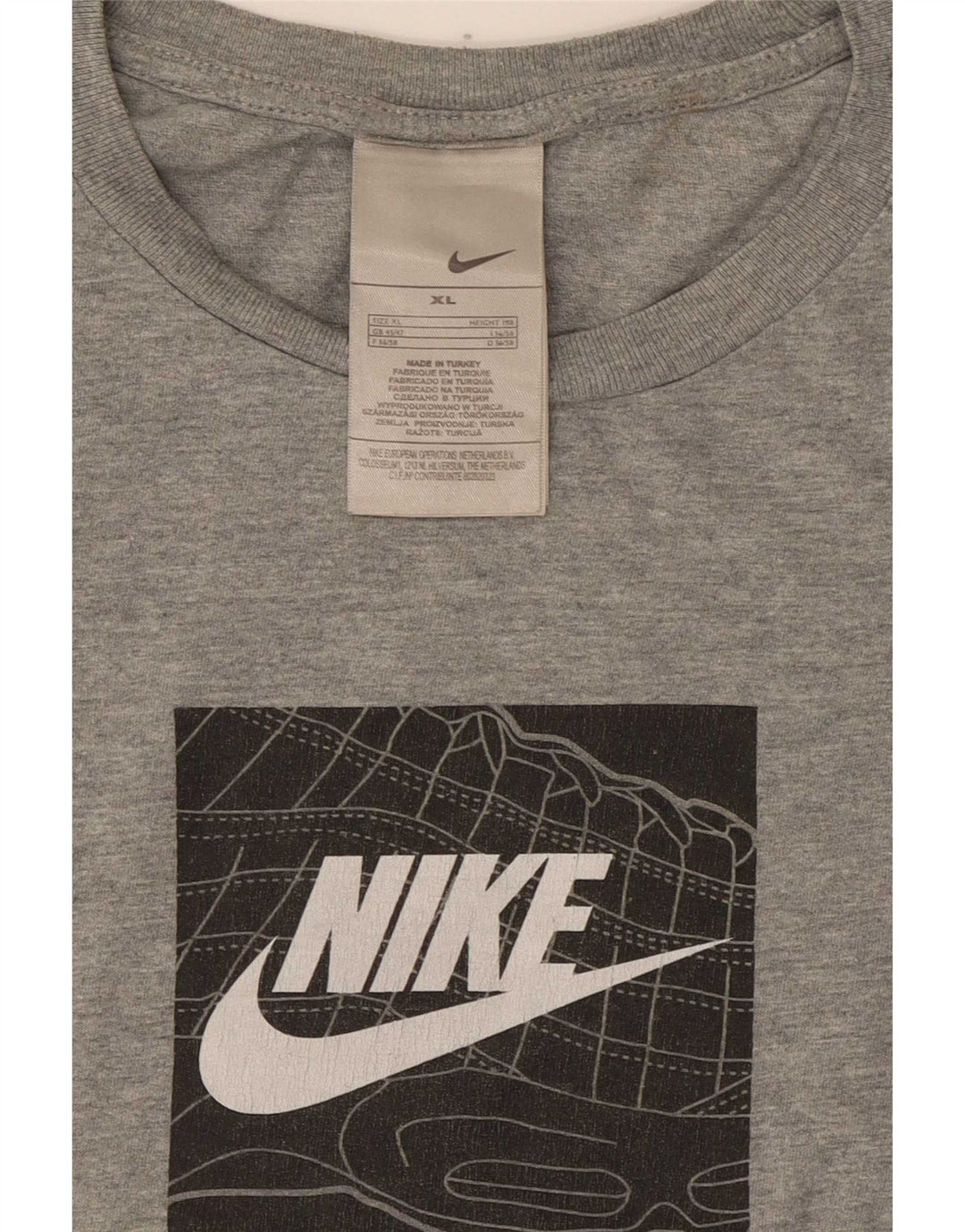 Nike grafisk t-shirt top til mænd XL Grå flækket bomuld
