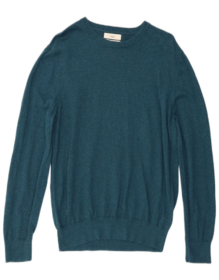 Marks & Spencer Herre sweater med rund hals, stor turkis bomuld