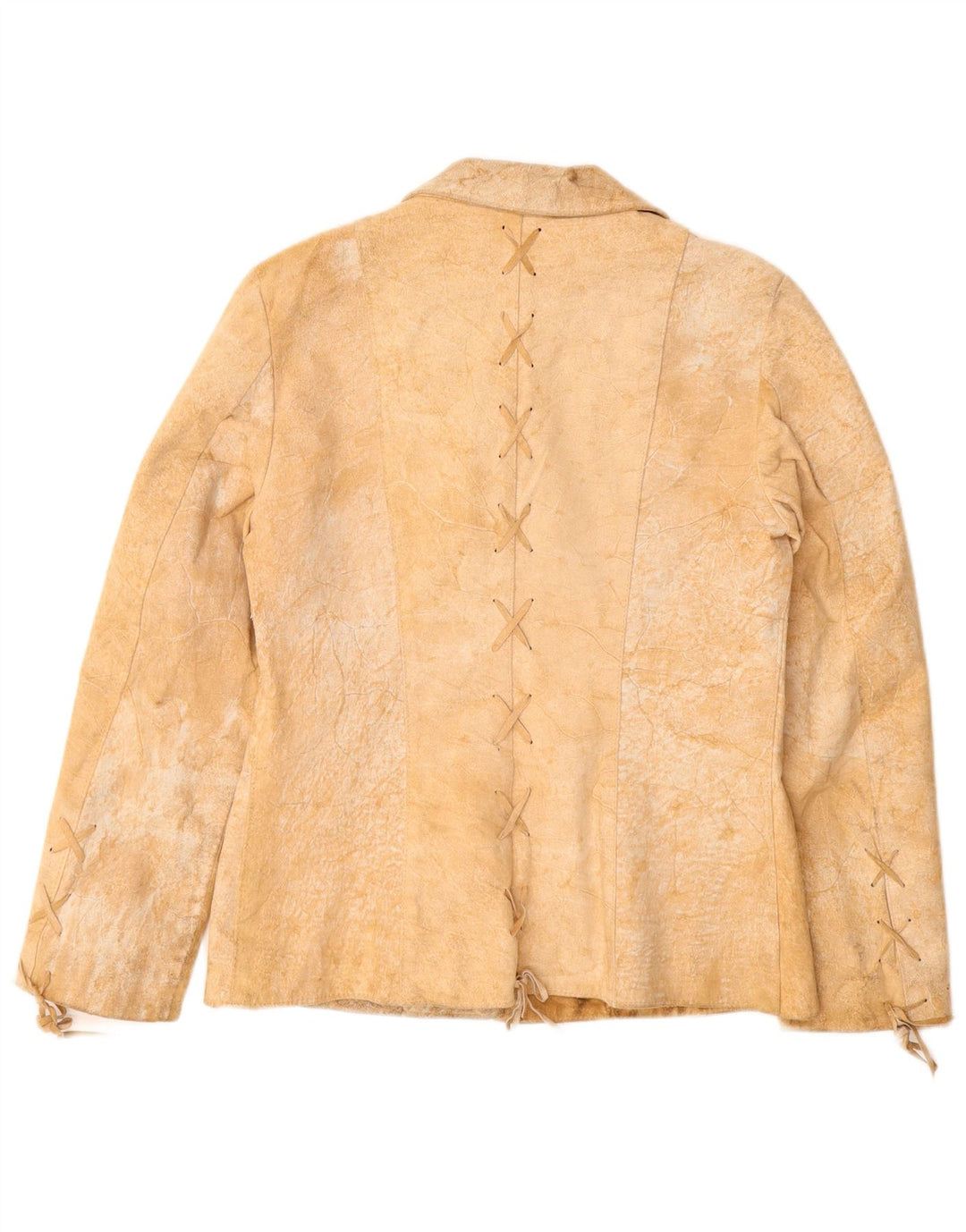 VINTAGE Dame ruskindsjakke UK 12 Medium Beige Læder