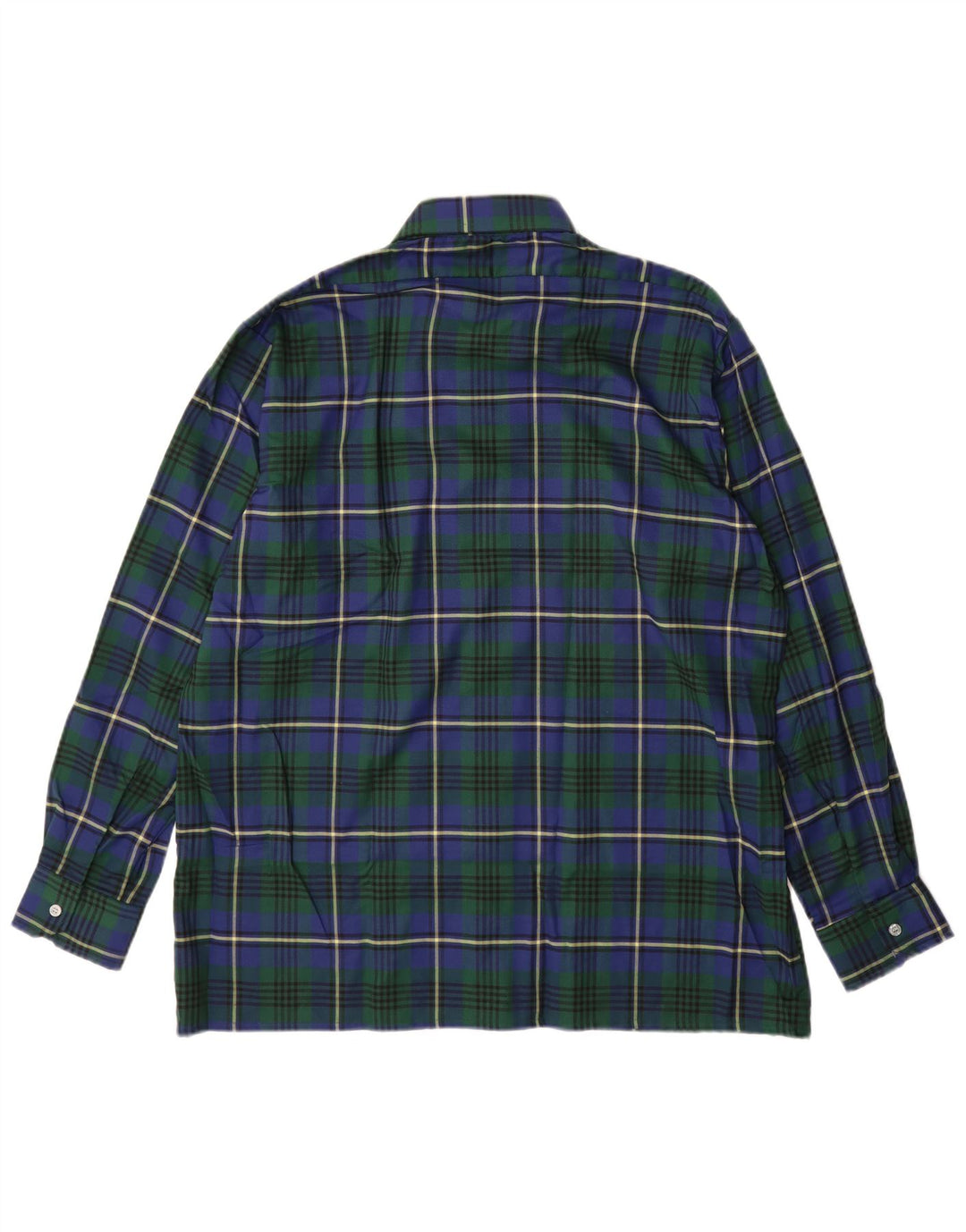 Vintage herre flannel skjorte str. 43 XL blå ternet polyester