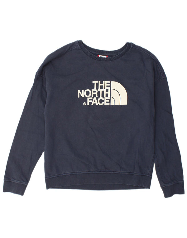 The North Face Dame Grafisk Sweatshirt Jumper UK 14 Medium Navy Blue