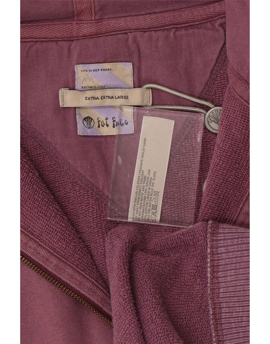 FAT FACE Herre hættetrøje med lynlås 2XL Lilla bomuld