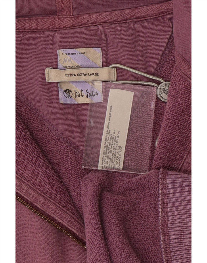 FAT FACE Herre hættetrøje med lynlås 2XL Lilla bomuld