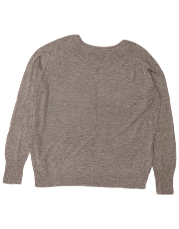 ZARA Dame Boat Neck Jumper Sweater UK 14 Medium Grey Flecked Viscose