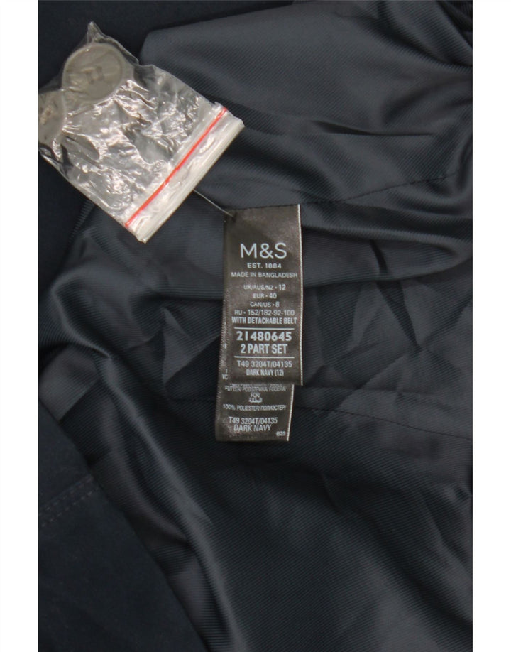 Marks & Spencer Trench Coat til kvinder UK 12 Mellem marineblå bomuld