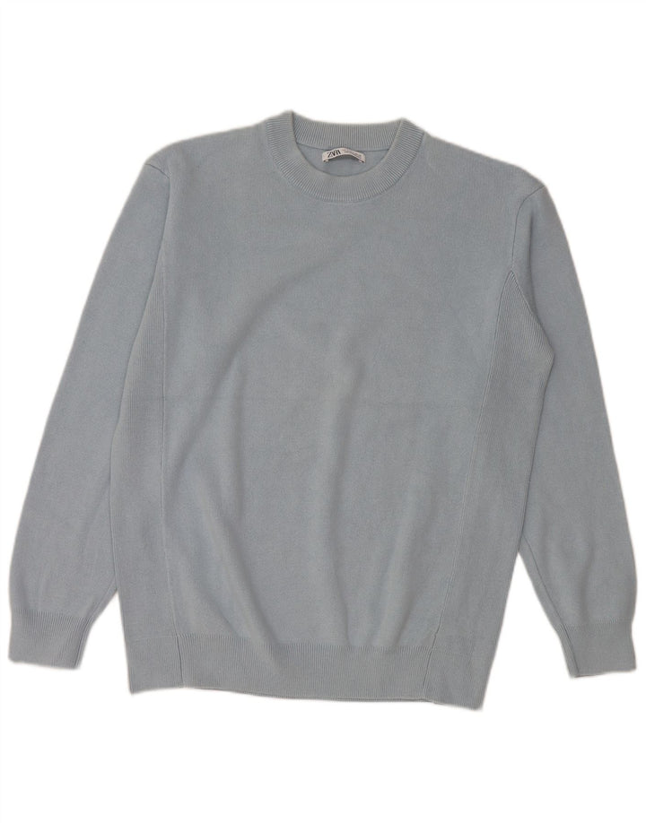 Zara Herre sweater med rund hals, lille blå