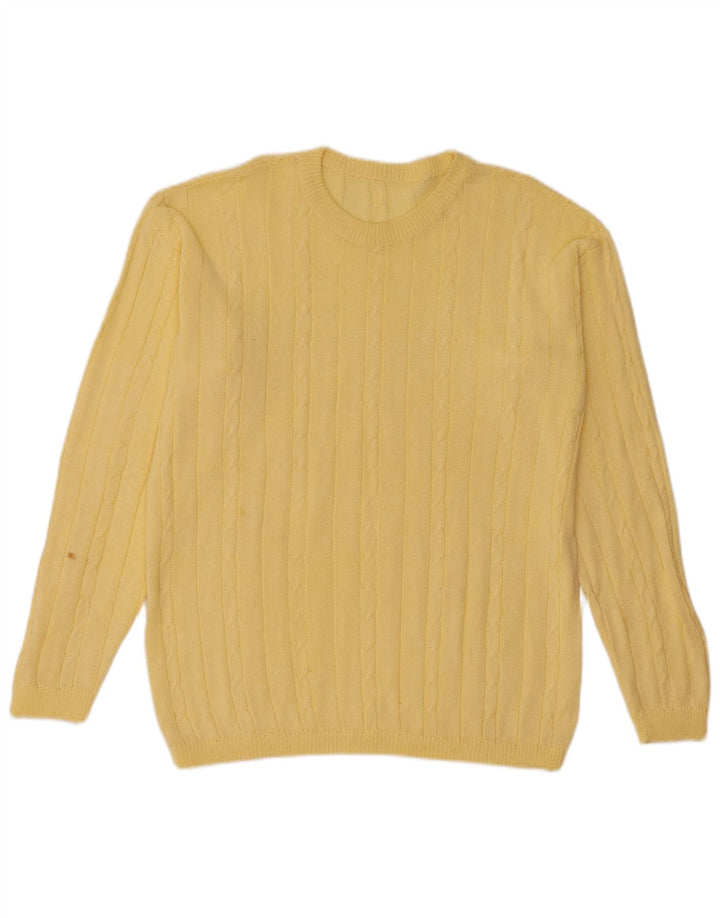 Vintage herre sweater med rund hals, medium gul