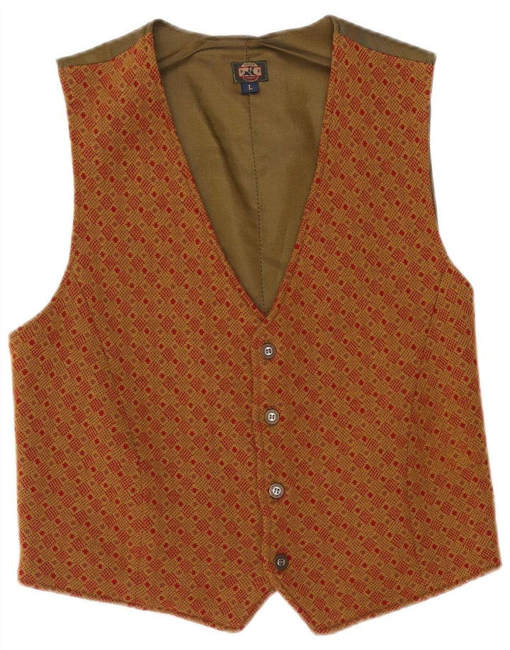 Manor House Herre Regular vest Stor Brun Geometrisk Viscose Classic