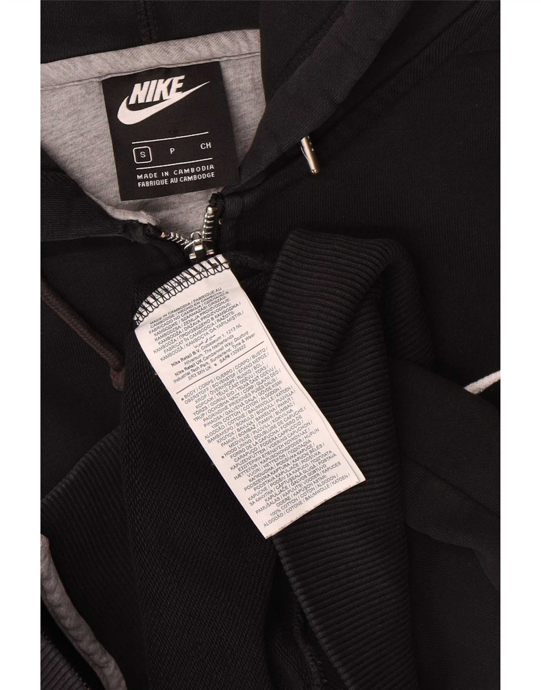 Nike Hættetrøje med lynlås til mænd, lille sort bomuld