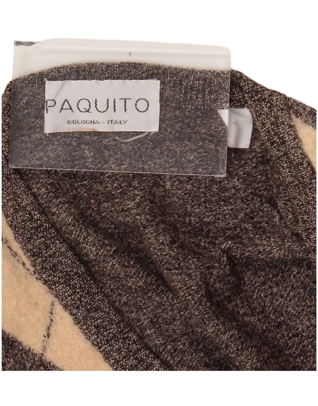 PAQUITO Dame V-hals sweater UK 14 Medium Grey Argyle/Diamond