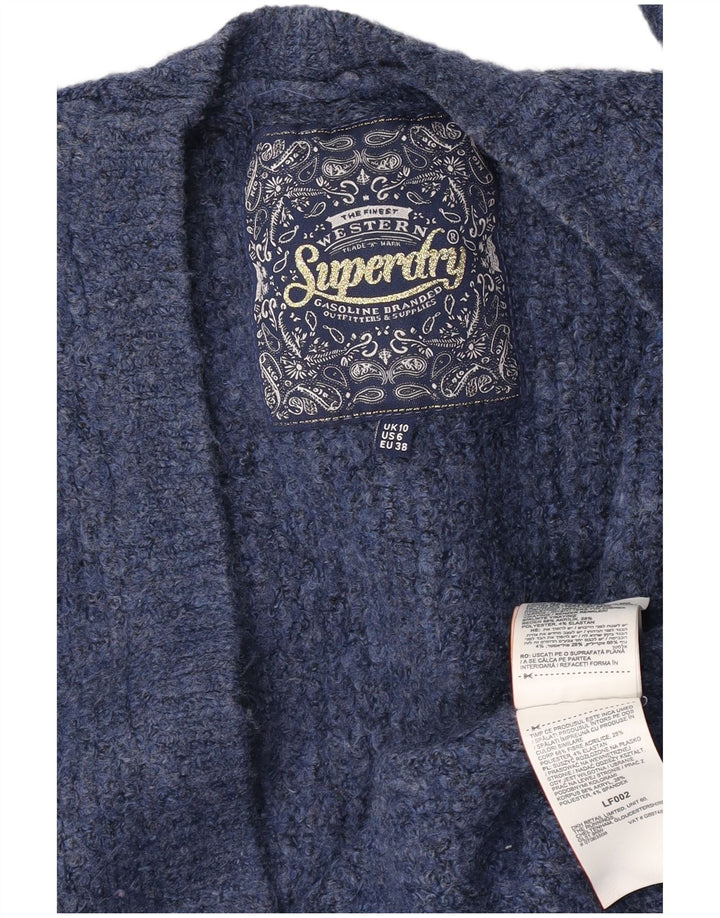 Superdry oversize cardigantrøje til kvinder UK 10 Lille blå akryl