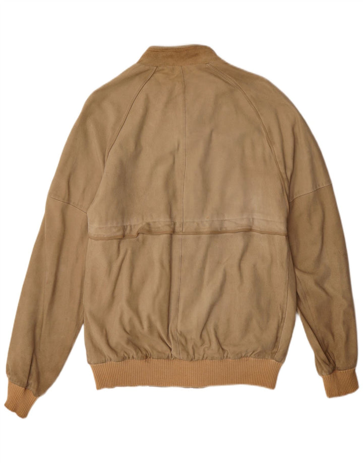 Vintage herre ruskind bomberjakke IT 52 XL brun bomuld