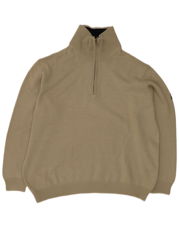 Navigare Mens Zip Neck Jumper Sweater XL Khaki