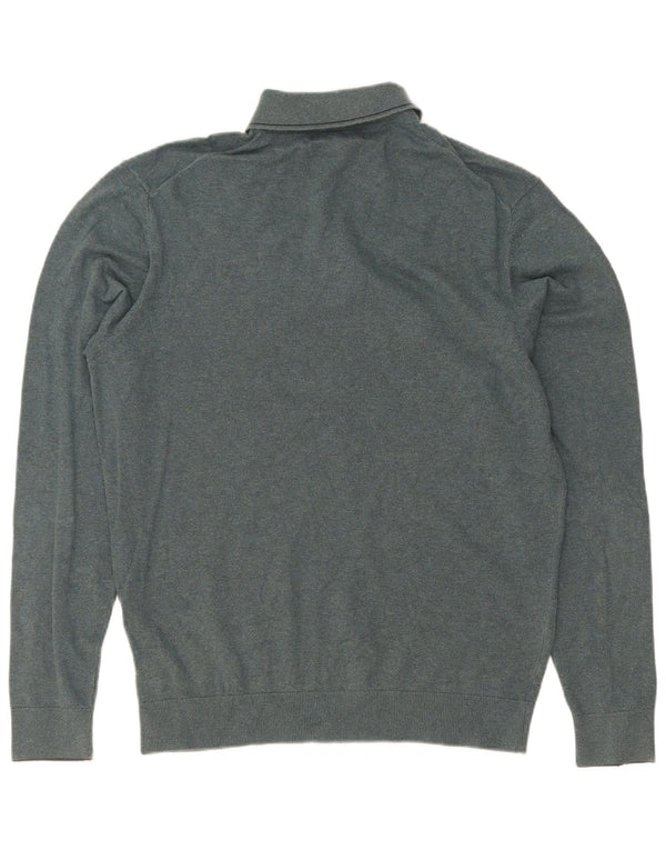 Marks & Spencer Herre Polo Neck Jumper Sweater Medium Grøn Bomuld