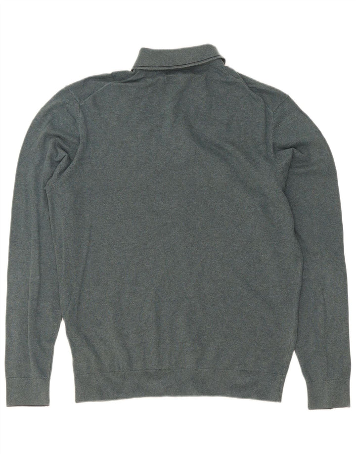 Marks & Spencer Herre Polo Neck Jumper Sweater Medium Grøn Bomuld
