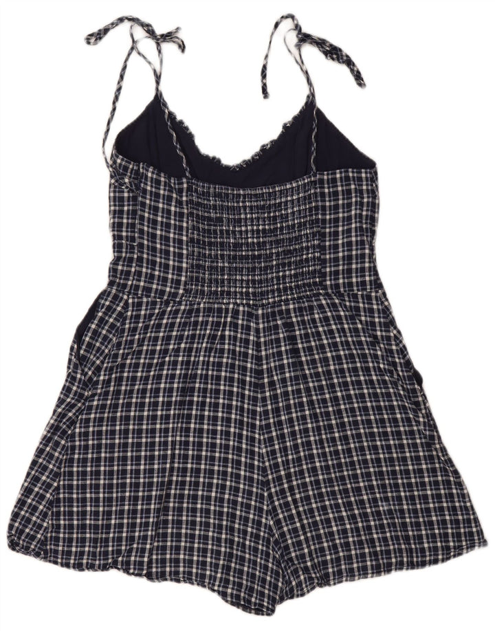 ABERCROMBIE & FITCH Womens Playsuit UK 12 Medium Navy Blue Check