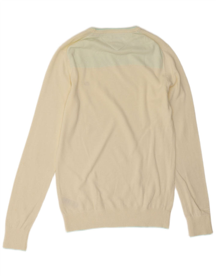 Tommy Hilfiger Herre sweater med rund hals, lille off-hvid bomuld