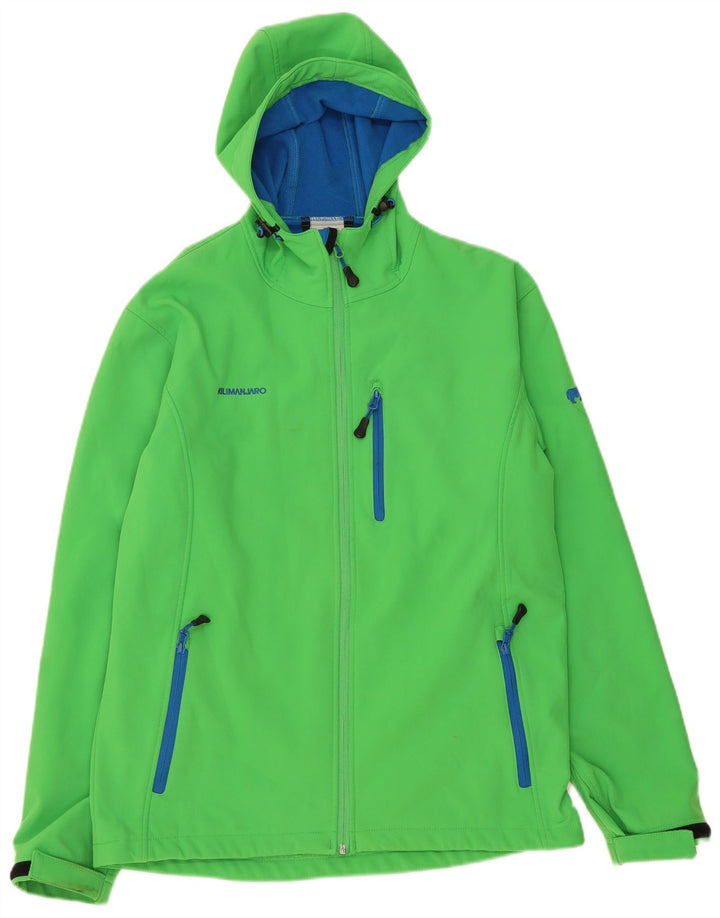 KILIMANJARO Mens Hooded Windbreaker Jacket UK 40 Large Green Polyester