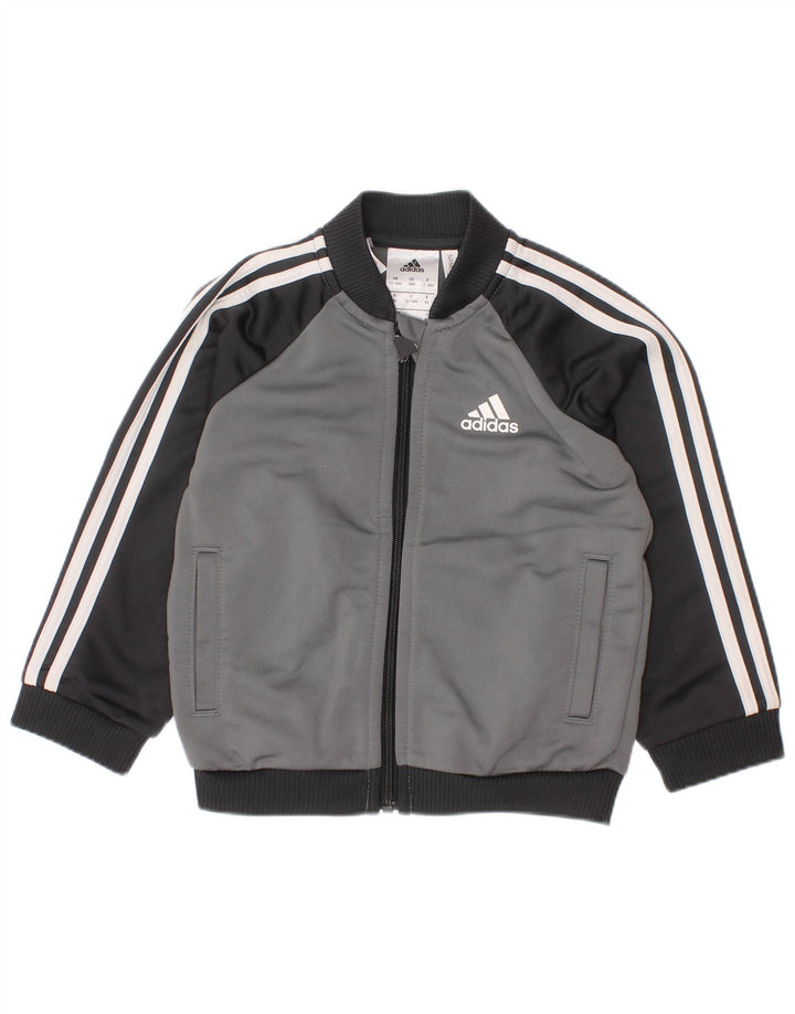 ADIDAS Baby Drenge Træningsdragt Topjakke 12-18 Måneder Grå Colourblock