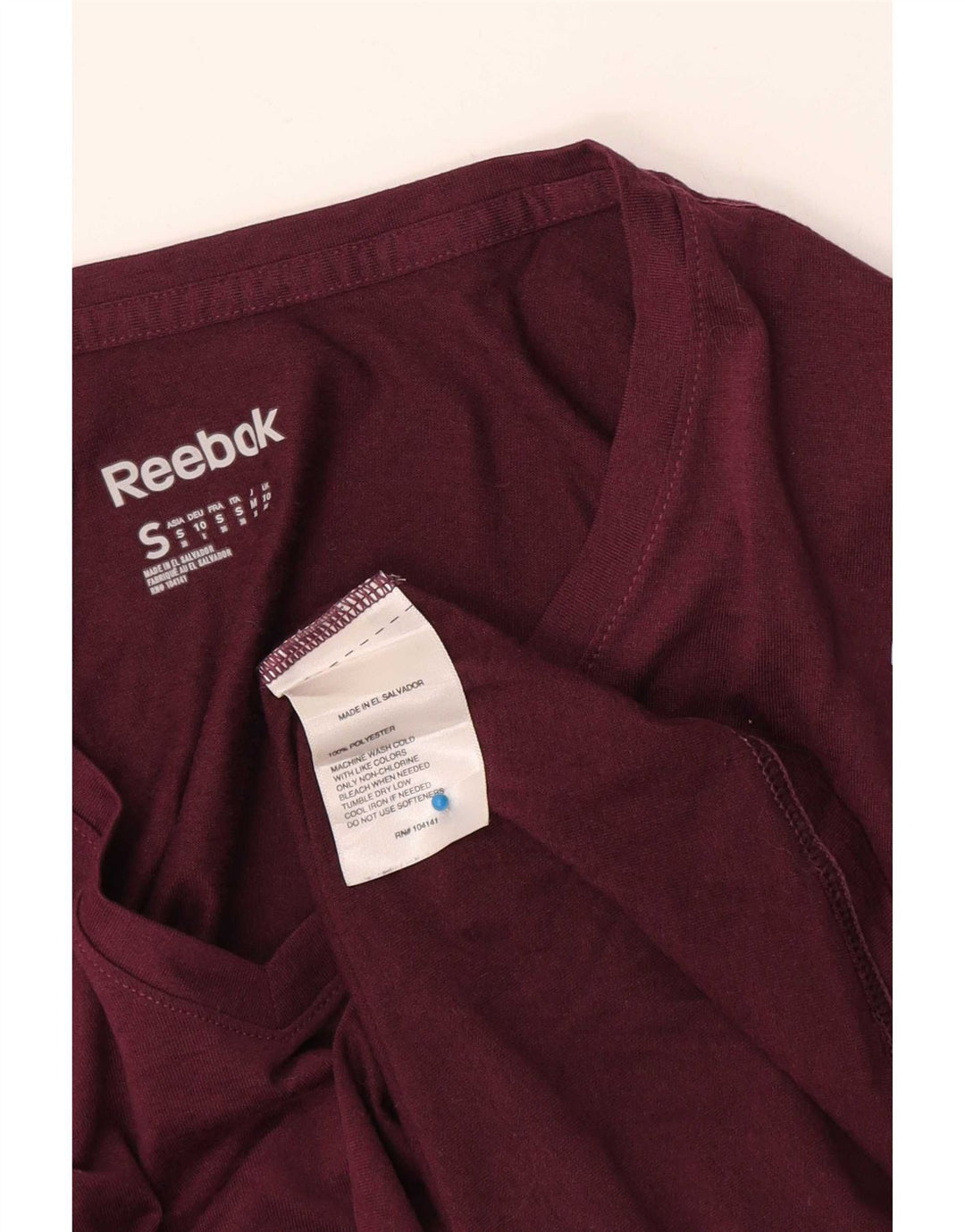 Reebok Dame T-Shirt Top UK 10 Small Burgundy Polyester