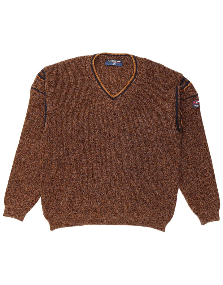 Il Granchio Herre V-hals sweater Medium Brun Flecked Wool