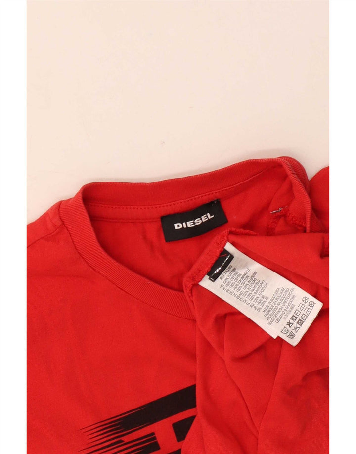 Diesel drenge grafisk t-shirt top 9-10 år rød bomuld