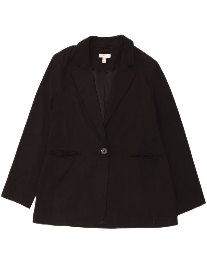 Topshop Dame 1 Knap Blazer Jacket UK 14 Medium Sort Polyester