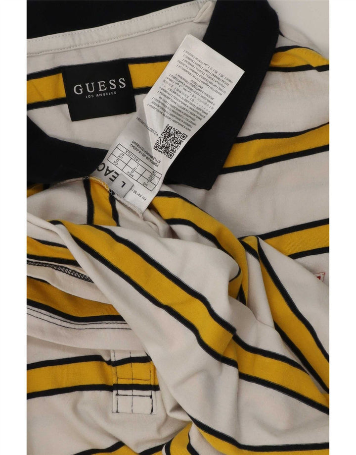 Guess Polo Shirt til mænd, stor hvid stribet bomuld