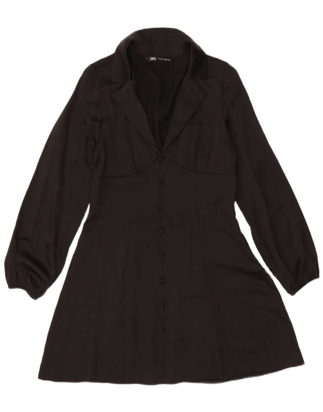 ZARA Womens Long Sleeve A-Line Dress UK 12 Medium Black
