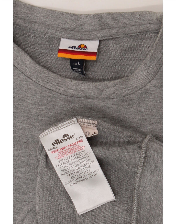 ELLESSE Mens Graphic Sweatshirt Jumper Large Grey Cotton Vintage Ellesse and Second-Hand Ellesse from Messina Hembry 