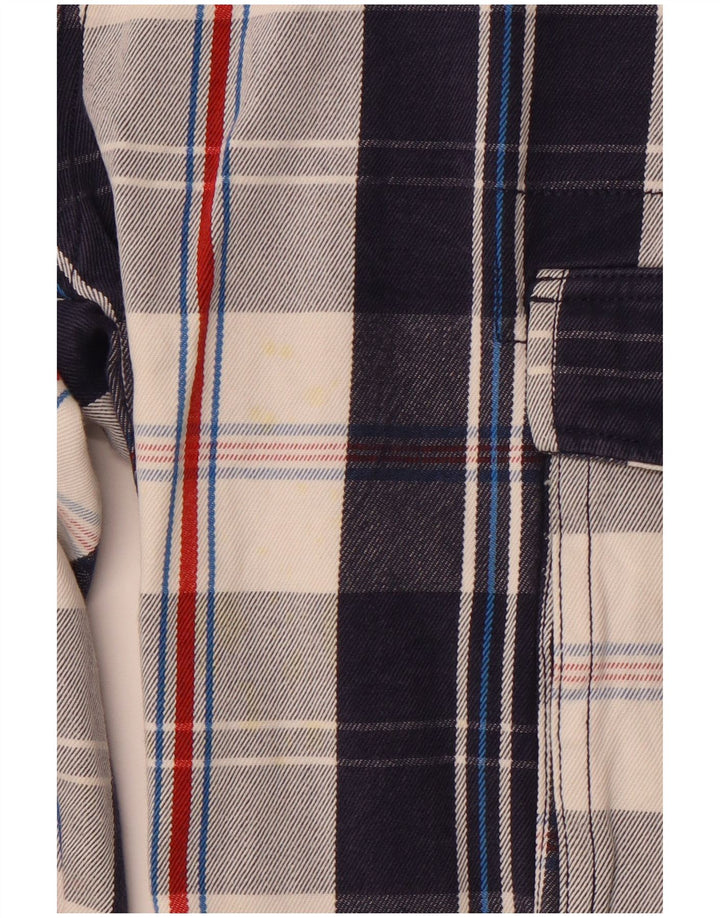 CREW TØJ Herre Cargo Shorts Medium W32 Marineblå ternet bomuld