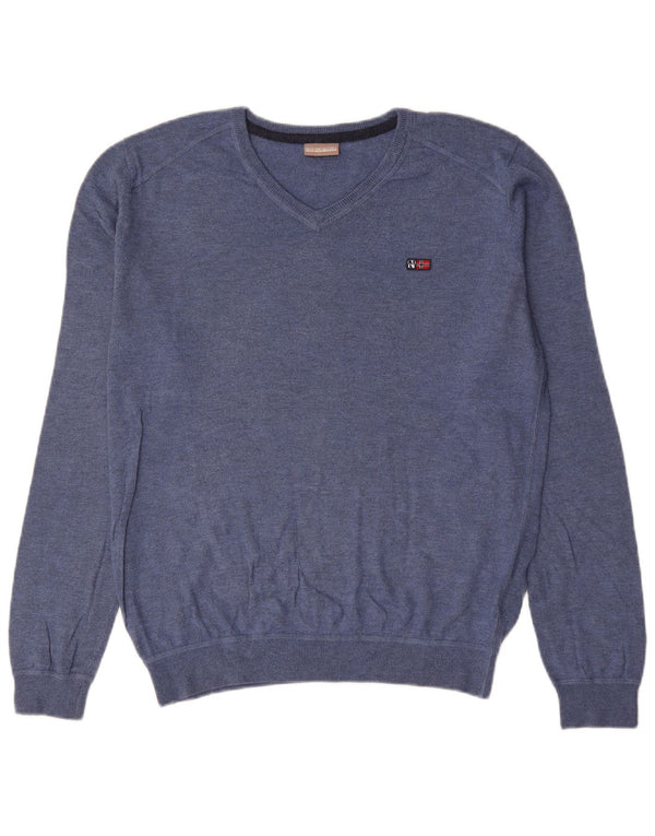 Napapijri Herre Geographic V-hals sweater Medium Blue Viscose