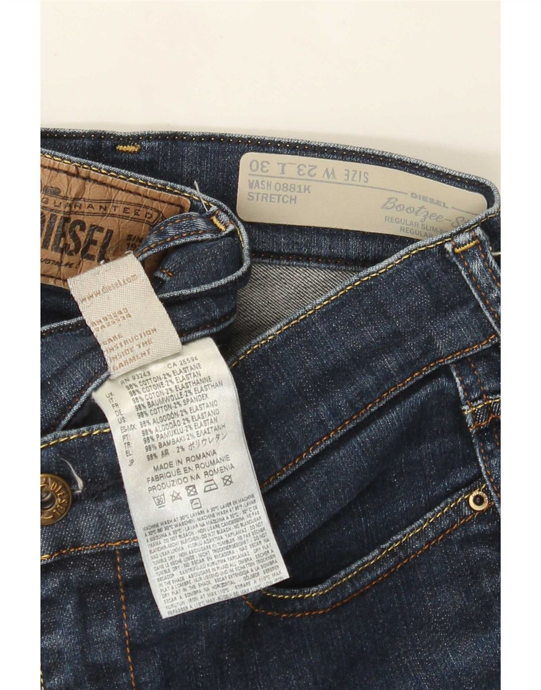 Diesel Dame Bootzee-St Regular Slim Bootcut Jeans W23 L27 Navy Blue