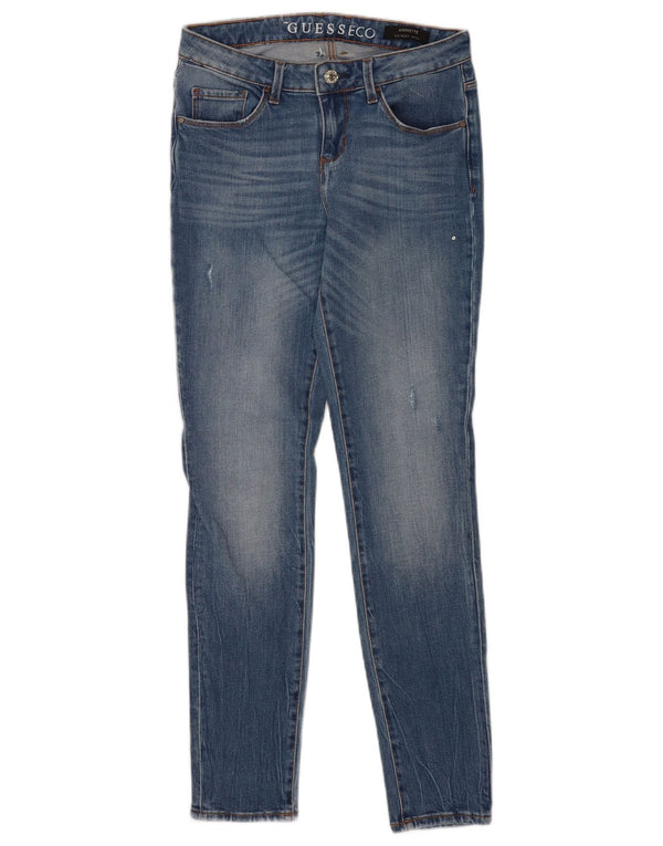 Guess Kvinders Distressed Skinny Jeans W26 L29 Blå