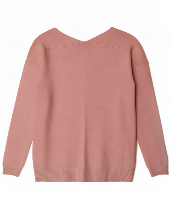 Topshop Dame Oversized V-hals sweater UK 6 XS Pink Akryl