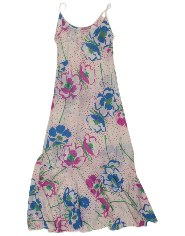Vintage Dame Se Through Maxi Dress UK 8 Small White Floral