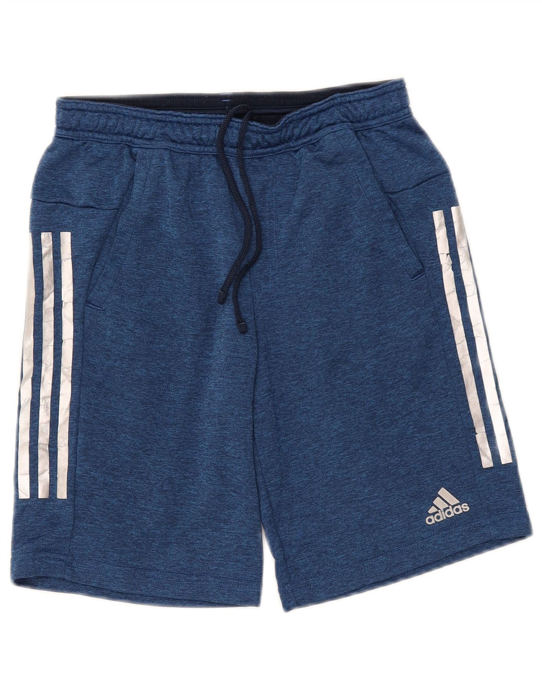 ADIDAS Boys Climalite Sport Shorts 11-12 Years Navy Blue Flecked Polyester
