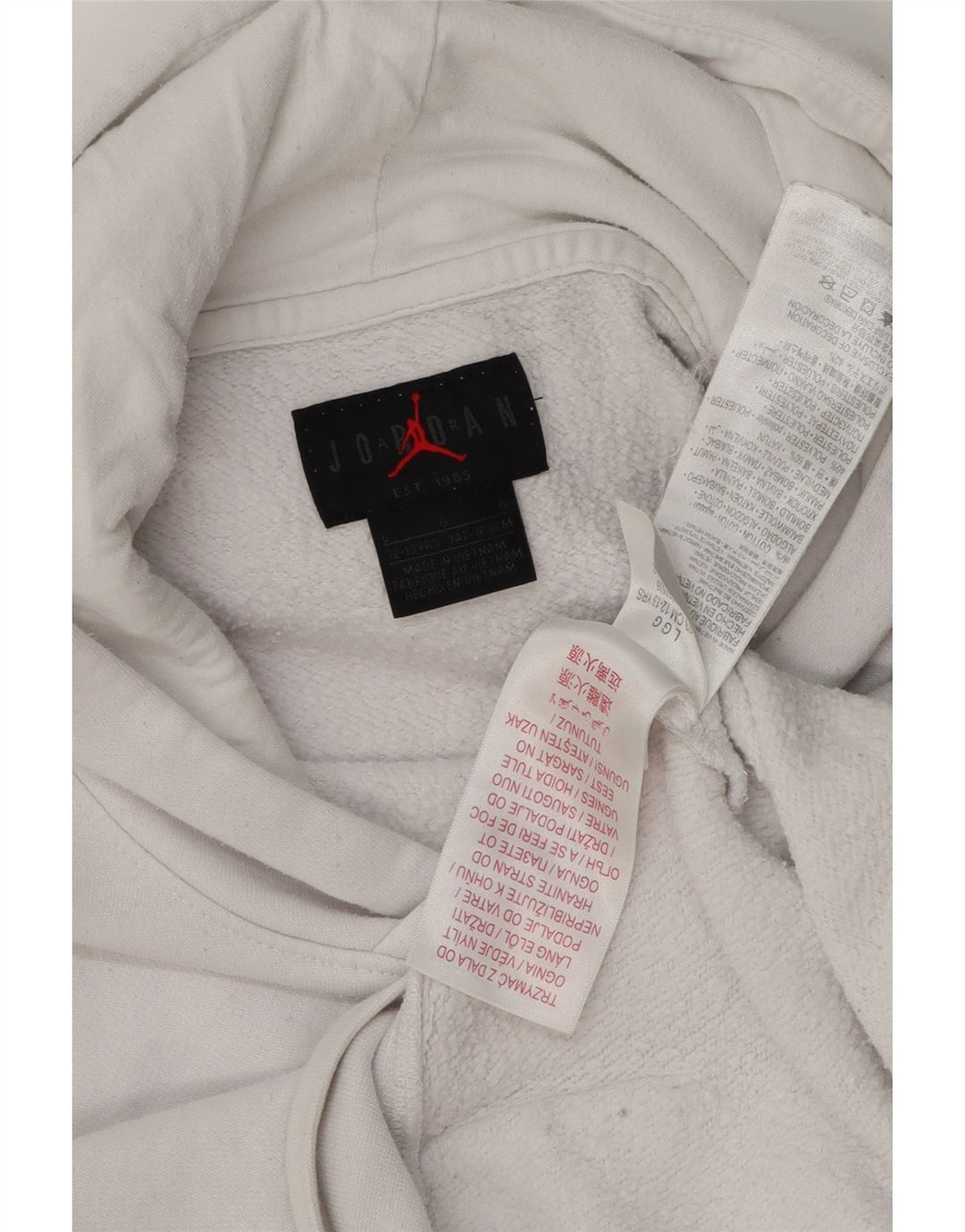 JORDAN drenge hættetrøje 12-13 år Stor hvid bomuld
