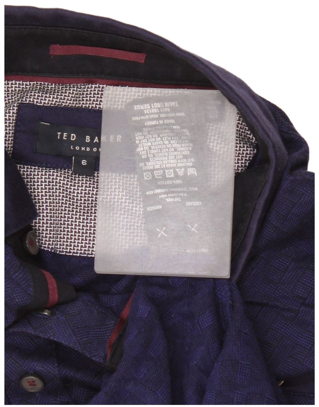 Ted Baker herre polo shirt str. 6 2XL marineblå ternet bomuld
