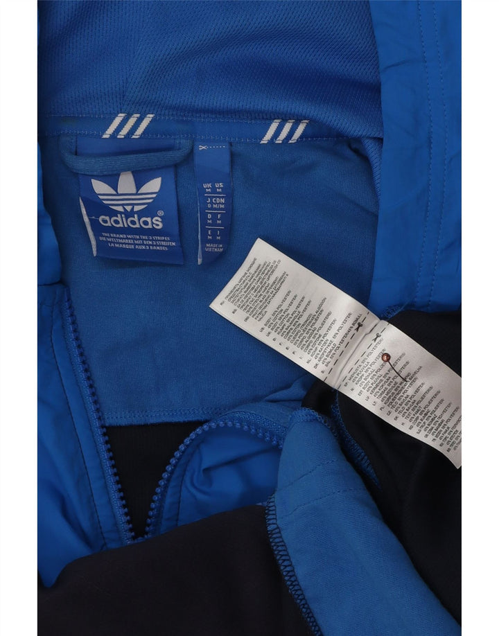 Adidas Herre grafisk hættetrøje med lynlås Medium Navy Blue Colourblock