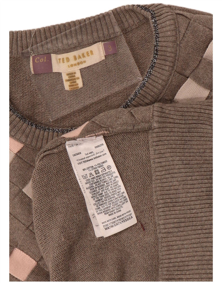 Ted Baker dametrøjetrøje med rund hals str. 3 Medium Grey Argyle/Diamond