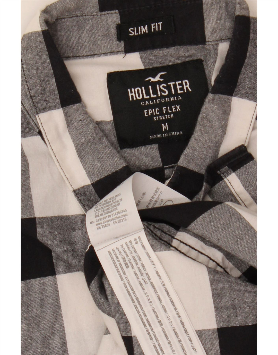 Hollister Herre Slim Fit Flanellskjorte Medium Sort Ternet Bomuld