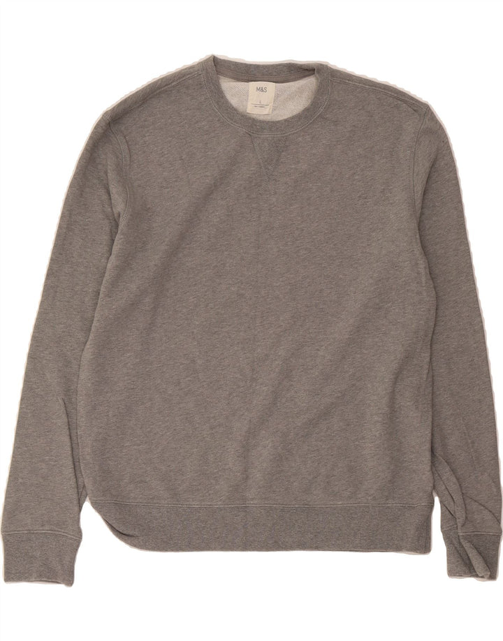 MARKS & SPENCER Mens Sweatshirt Jumper Large Grey Cotton Vintage Marks & Spencer and Second-Hand Marks & Spencer from Messina Hembry 