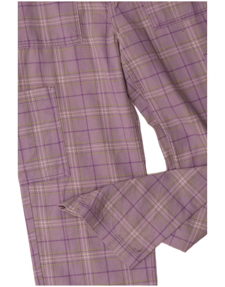 DIVIDED Womens Straight Cargo Trousers US 4 Small W30 L31 Purple Check