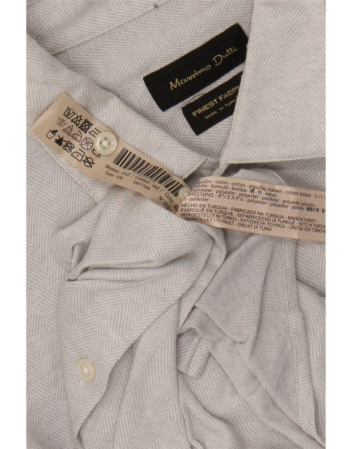 Massimo Dutti herreskjorte 2XL grå sildebensbomuld