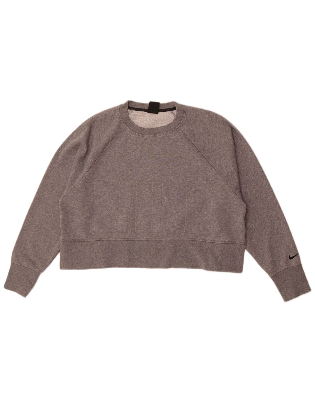 Nike Dame Dri Fit Graphic Oversized Sweatshirt Jumper UK 14 Medium Grey