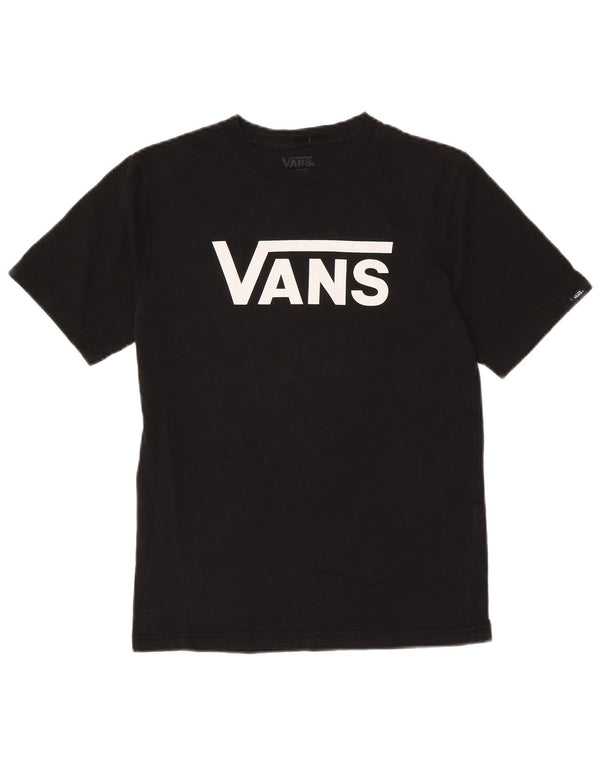 VANS Dame Classic Fit Grafisk T-Shirt Top UK 14 Stor Sort Bomuld