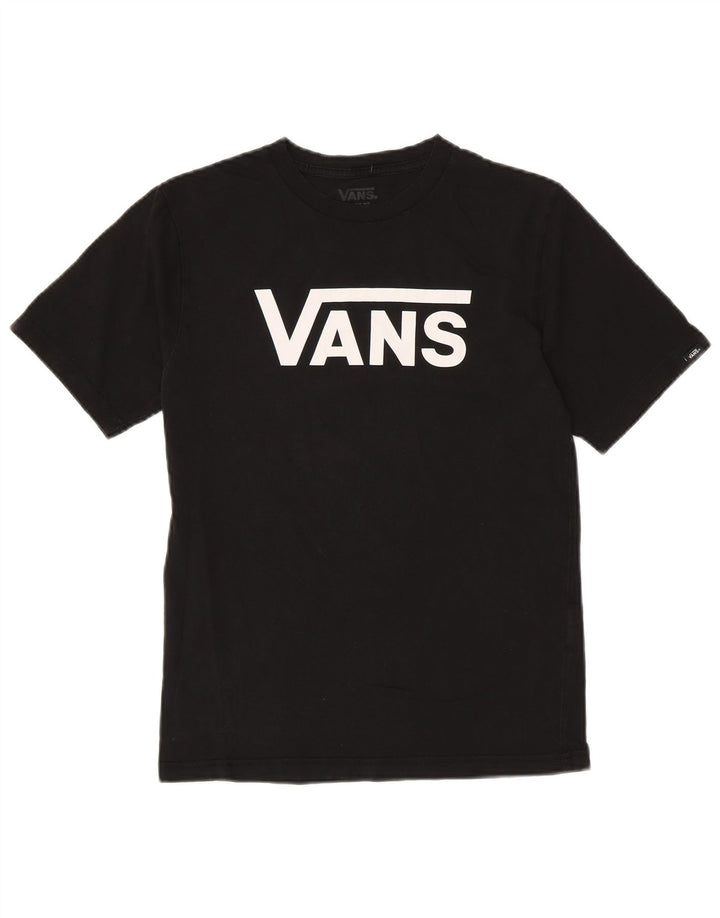 VANS Dame Classic Fit Grafisk T-Shirt Top UK 14 Stor Sort Bomuld